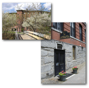 Waltham, Massachusetts (MA) computer training center (footbridge & door)