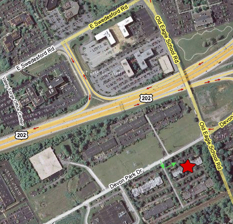 Satellite image of Wayne, PA training center courtesy of Google Maps