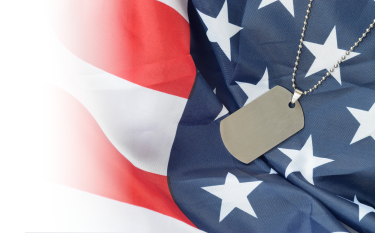 Photo: Flag of the United States with military dog tags.