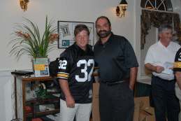 Franco Harris with winner of signed Steelers jersey