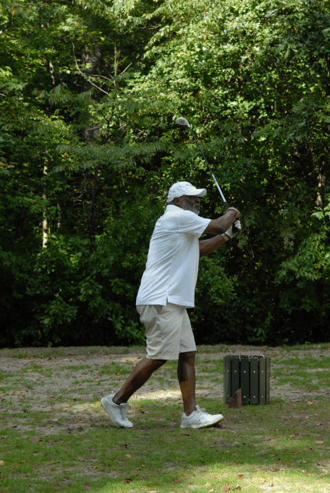 Pete Shaw teeing off